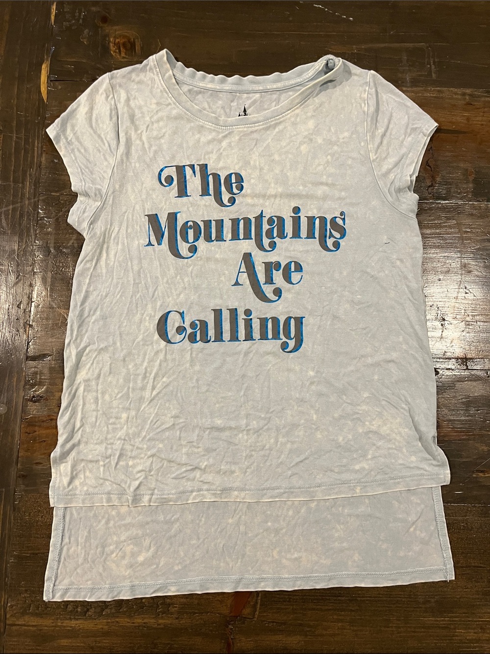 Disney White Short Sleeve Tee with Blue Graphic Text